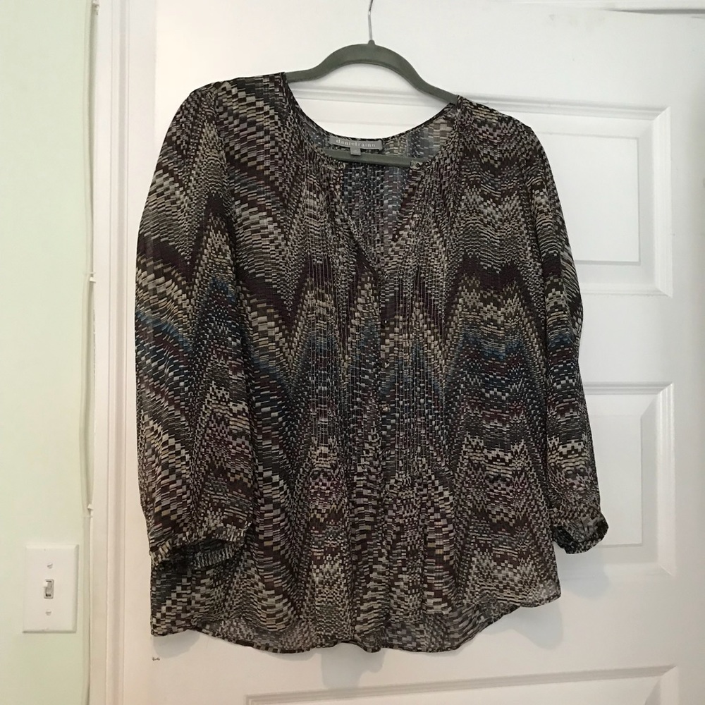 South Moon Under metallic print blouse Sz M